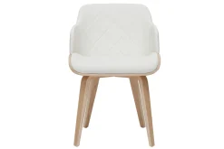 Chaise design blanc et bois clair LUCIEN