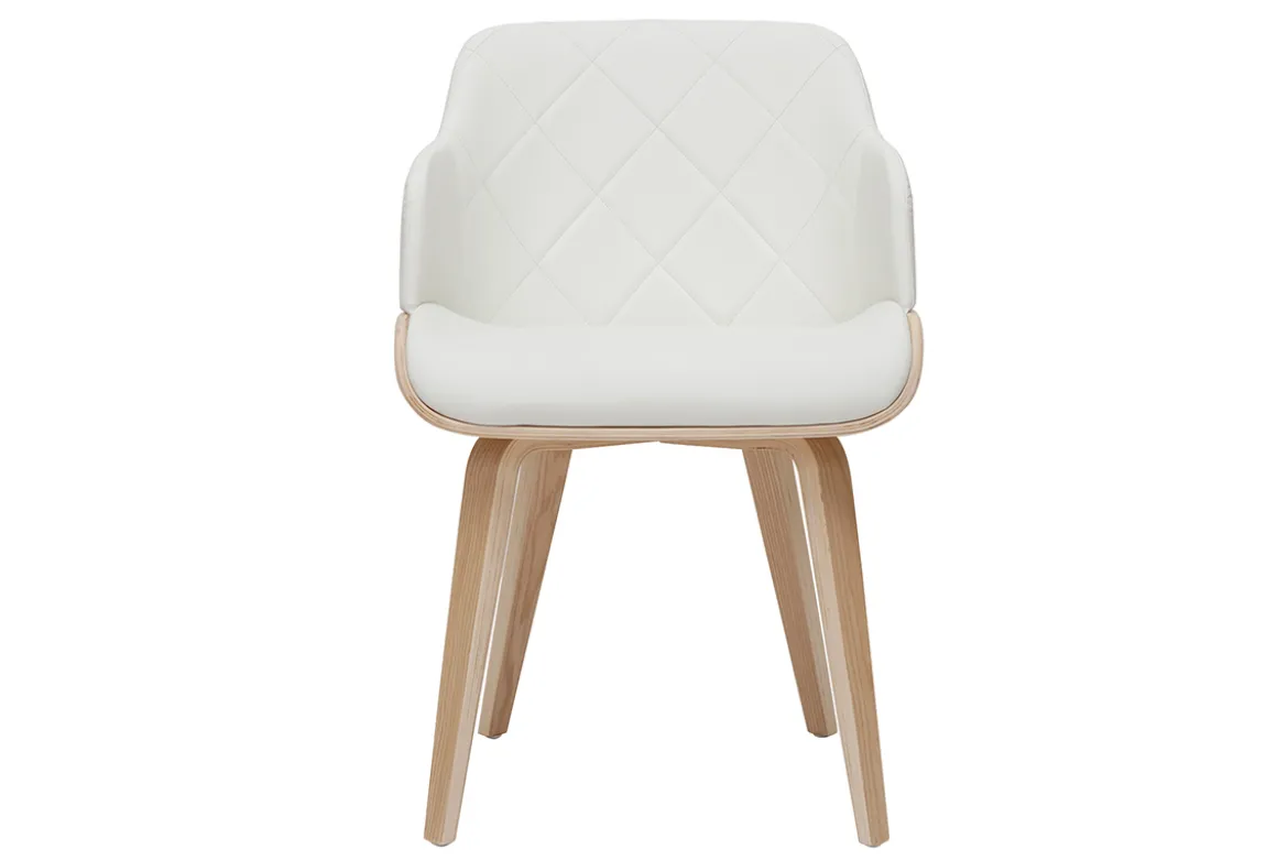 Chaise design blanc et bois clair LUCIEN