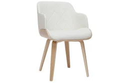 Chaise design blanc et bois clair LUCIEN