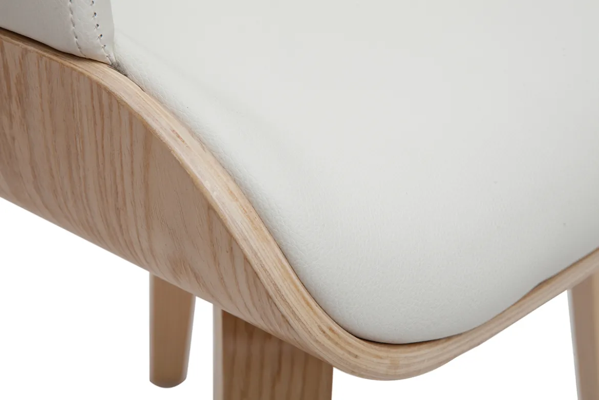 Chaise design blanc et bois clair LUCIEN