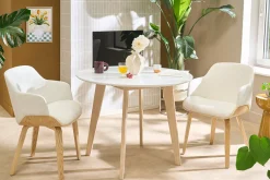 Chaise design blanc et bois clair LUCIEN