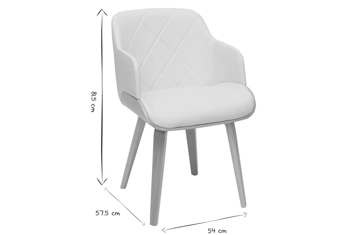 Chaise design blanc et bois clair LUCIEN
