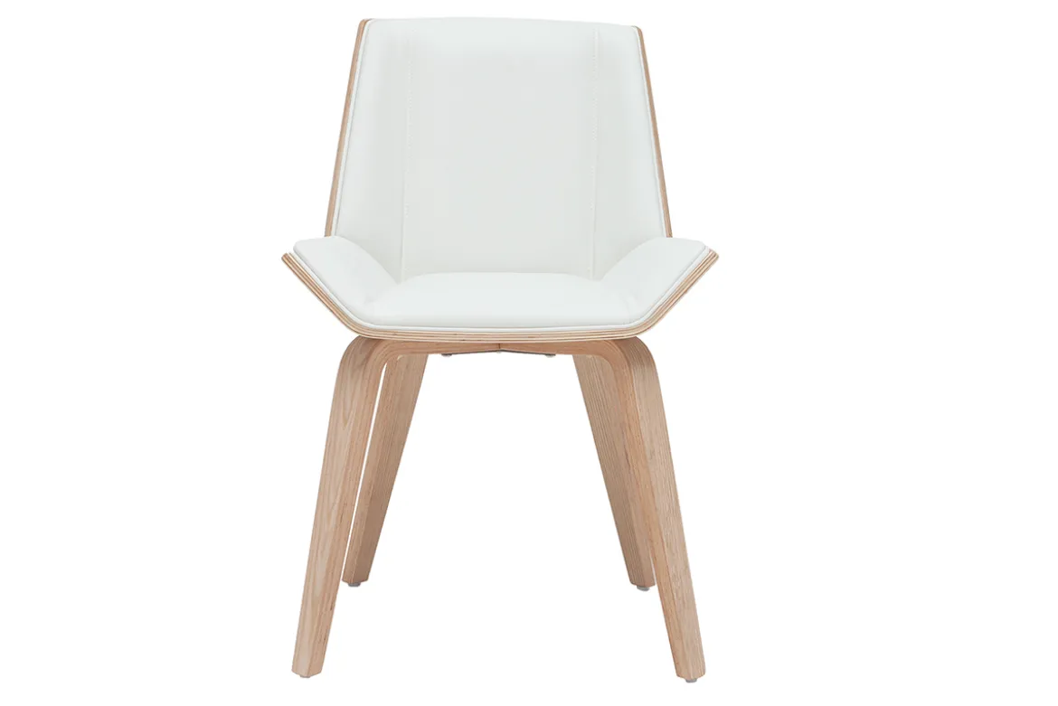 Chaise design blanc et bois clair MELKIOR