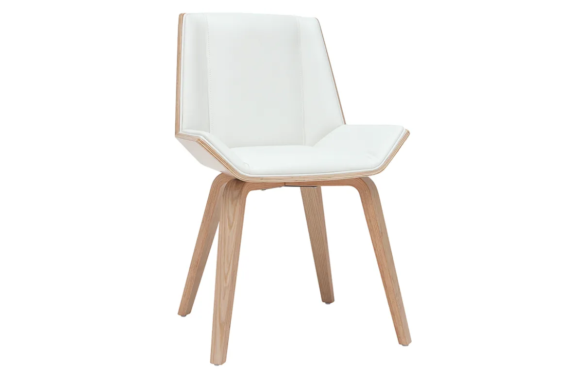 Chaise design blanc et bois clair MELKIOR