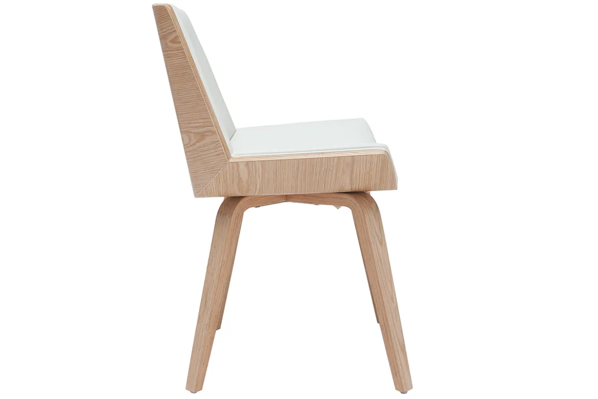 Chaise design blanc et bois clair MELKIOR