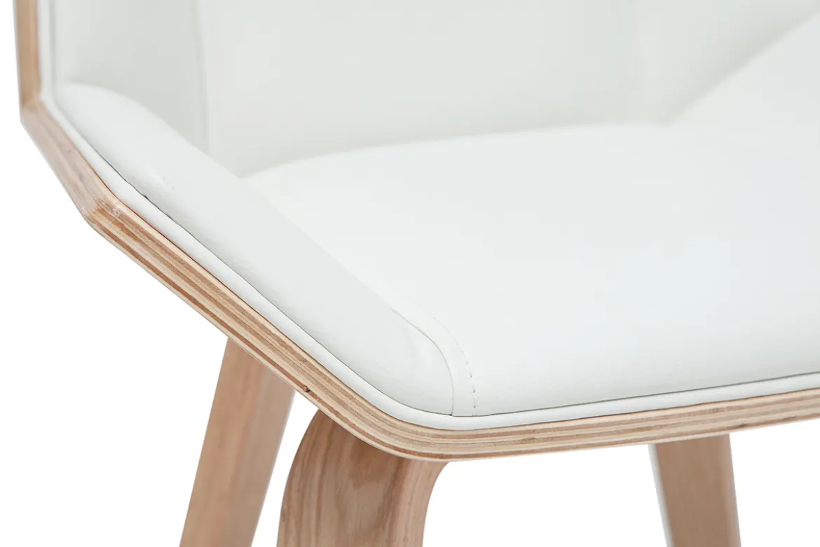 Chaise design blanc et bois clair MELKIOR