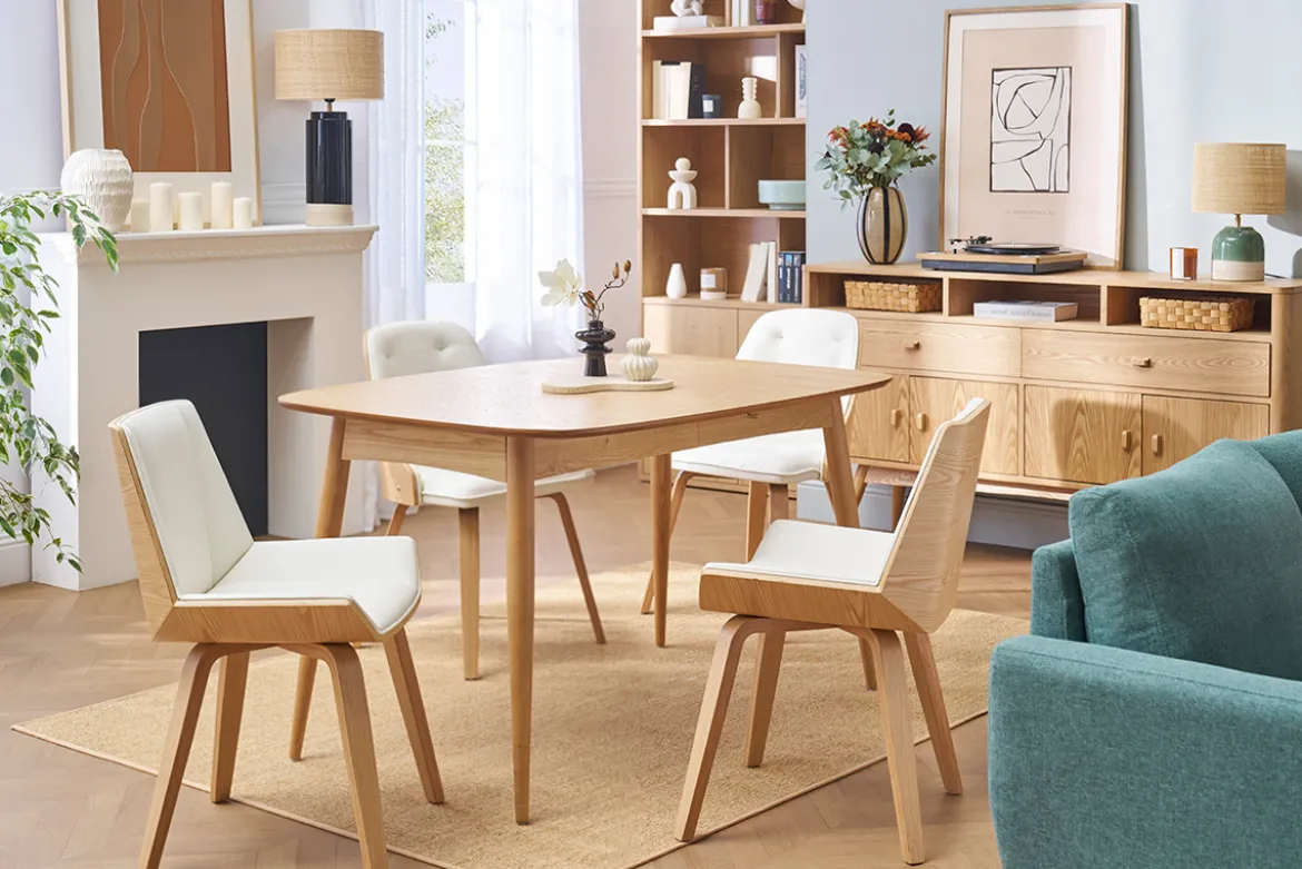 Chaise design blanc et bois clair MELKIOR