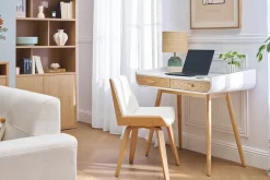 Chaise design blanc et bois clair MELKIOR