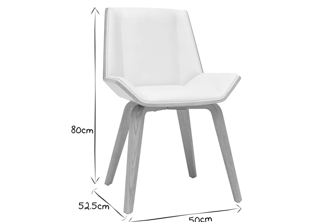 Chaise design blanc et bois clair MELKIOR