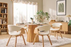 Chaise design blanc et bois clair ARAMIS