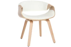 Chaise design blanc et bois clair ARAMIS