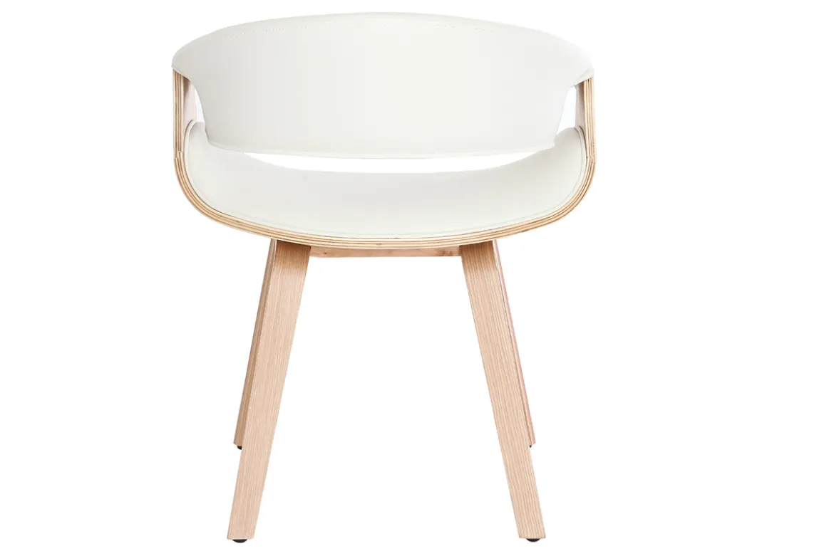 Chaise design blanc et bois clair ARAMIS