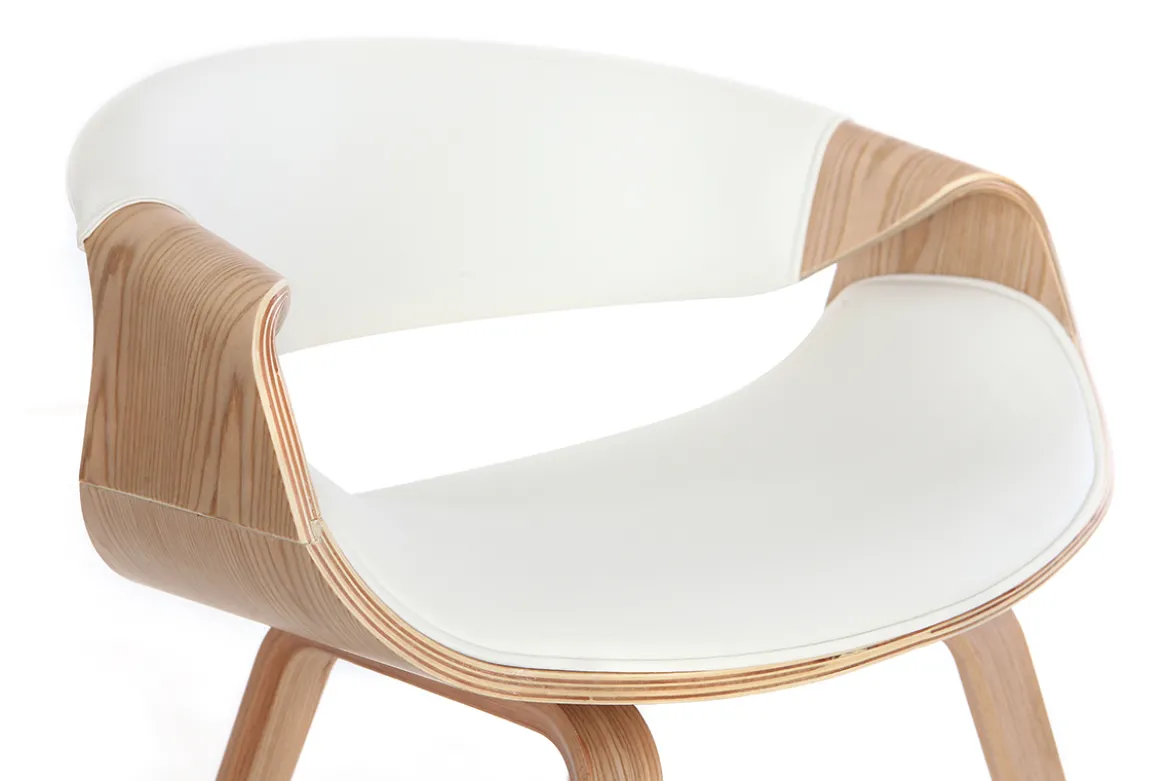 Chaise design blanc et bois clair ARAMIS