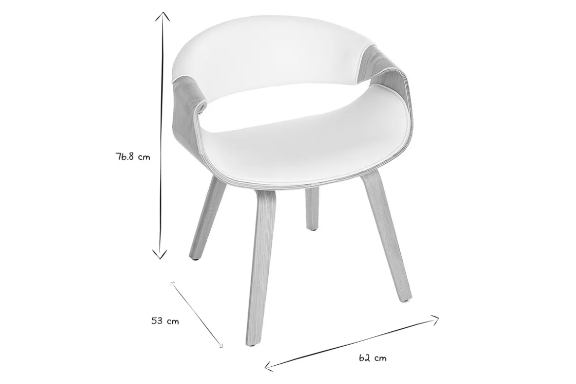 Chaise design blanc et bois clair ARAMIS
