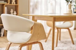 Chaise design blanc et bois clair ARAMIS