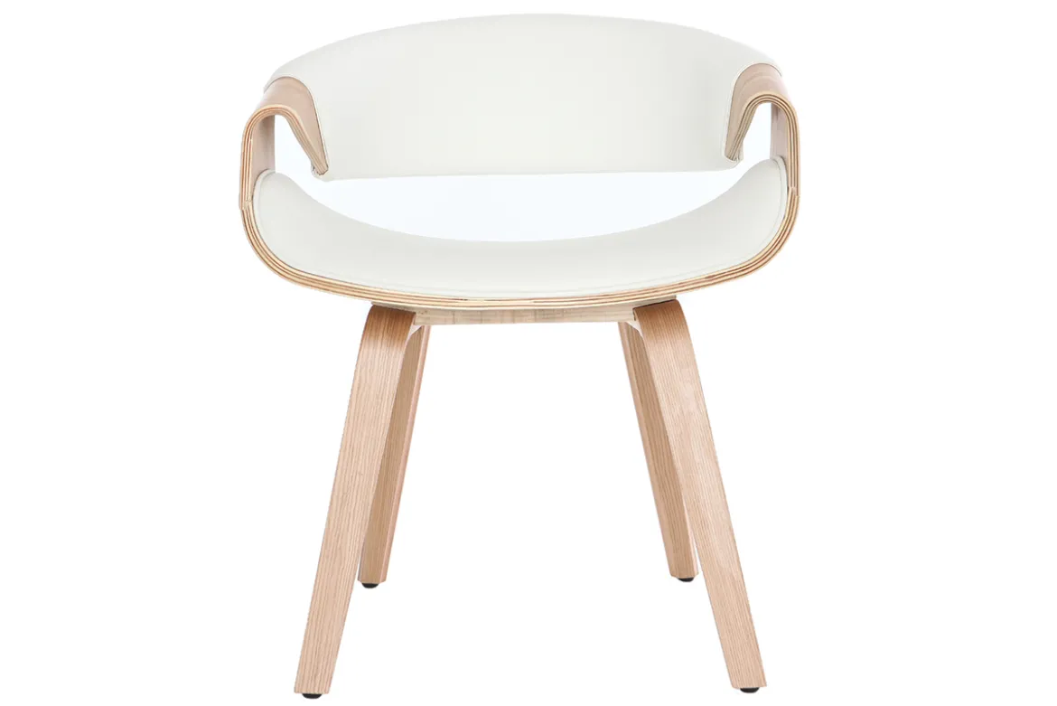 Chaise design blanc et bois clair ARAMIS
