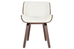 Chaise design blanc et bois foncé RUBBENS