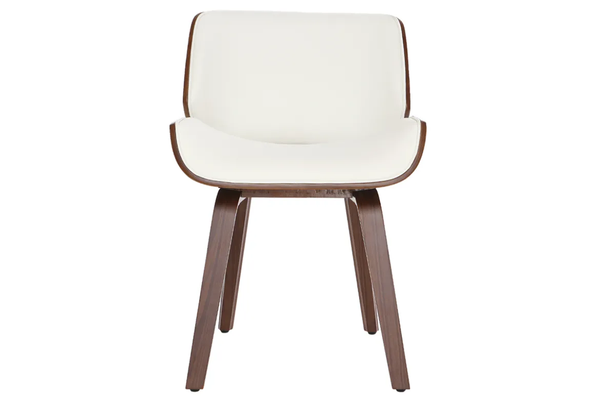 Chaise design blanc et bois foncé RUBBENS