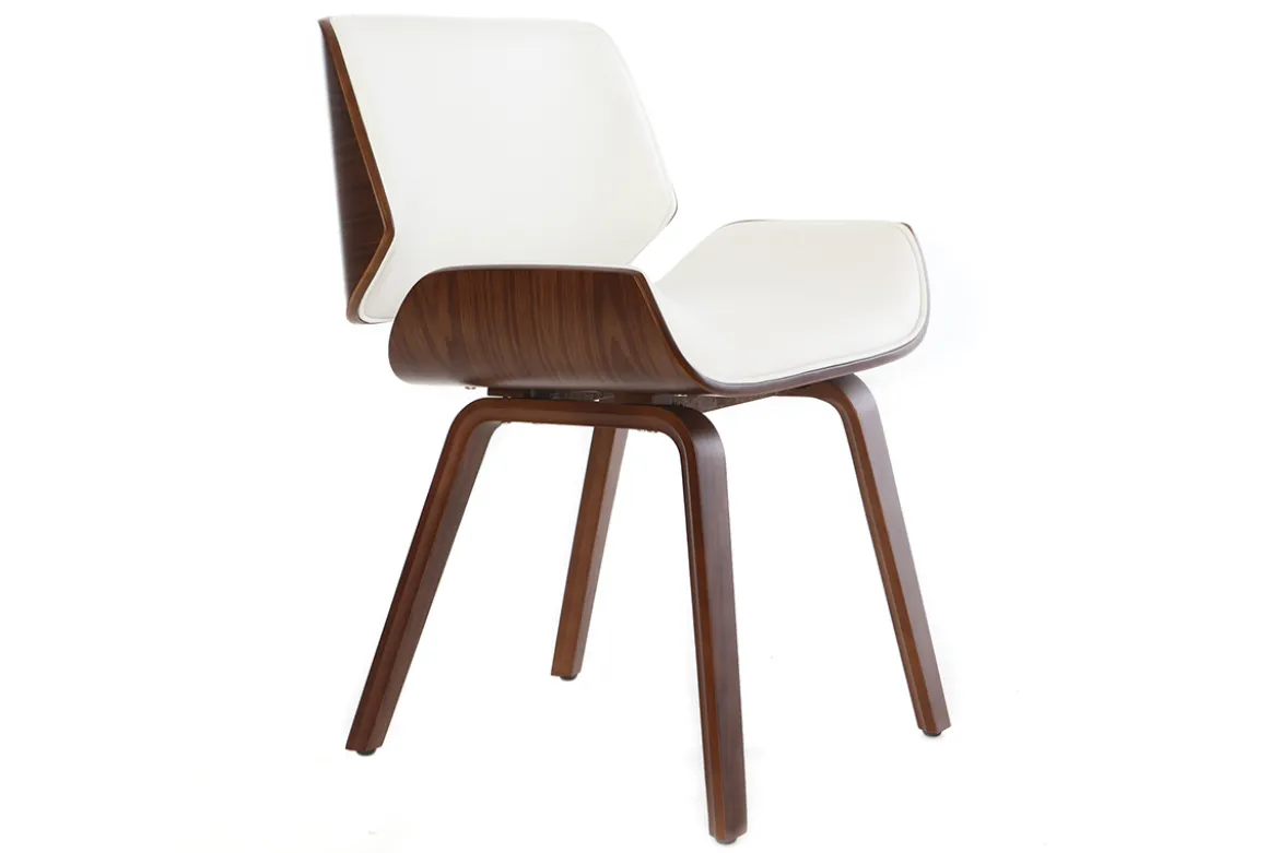 Chaise design blanc et bois foncé RUBBENS