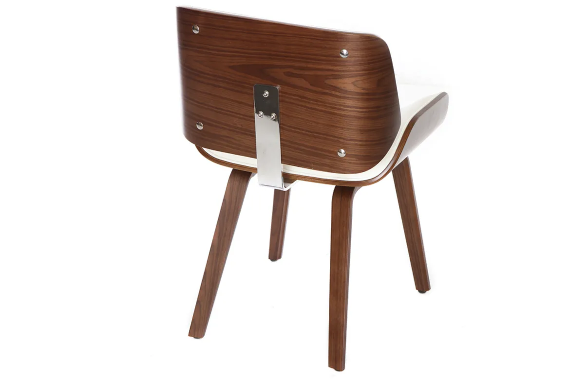 Chaise design blanc et bois foncé RUBBENS