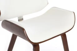 Chaise design blanc et bois foncé RUBBENS