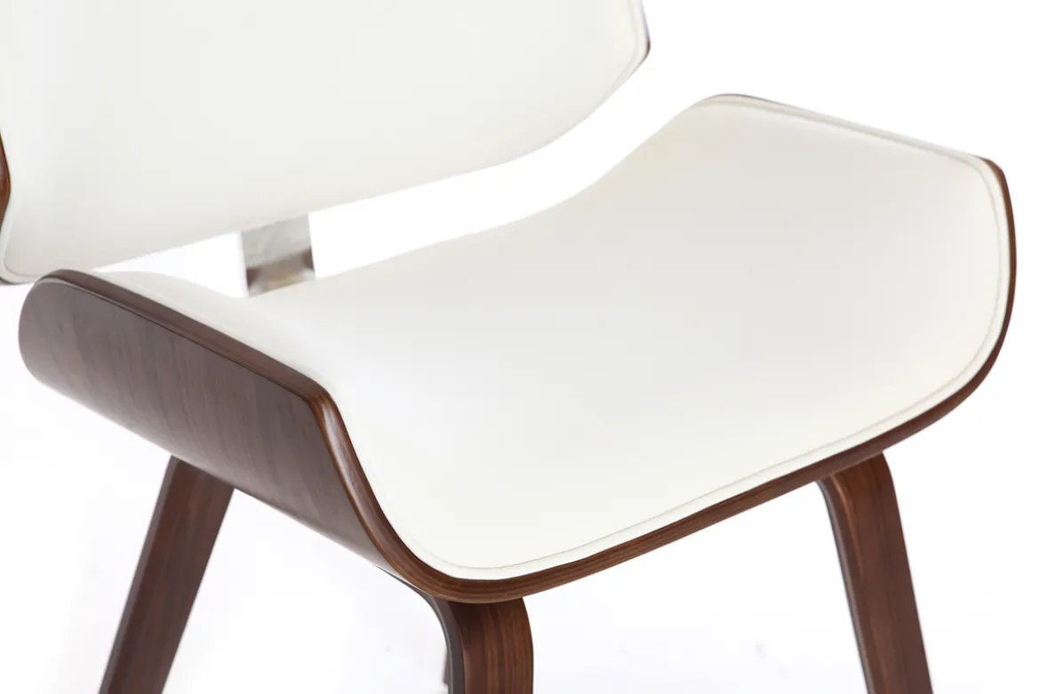 Chaise design blanc et bois foncé RUBBENS