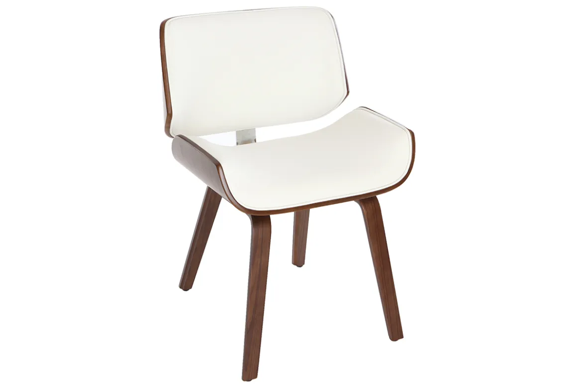 Chaise design blanc et bois foncé RUBBENS