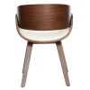 Chaise design blanc et bois foncé noyer BENT