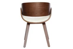 Chaise design blanc et bois foncé noyer BENT