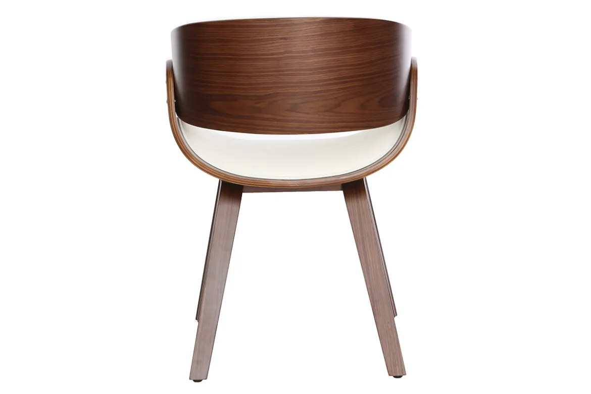Chaise design blanc et bois foncé noyer BENT