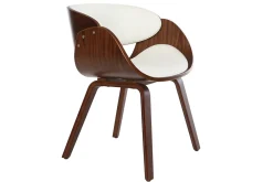 Chaise design blanc et bois foncé noyer BENT