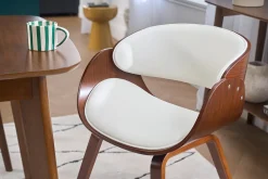 Chaise design blanc et bois foncé noyer BENT