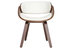 Chaise design blanc et bois foncé noyer BENT
