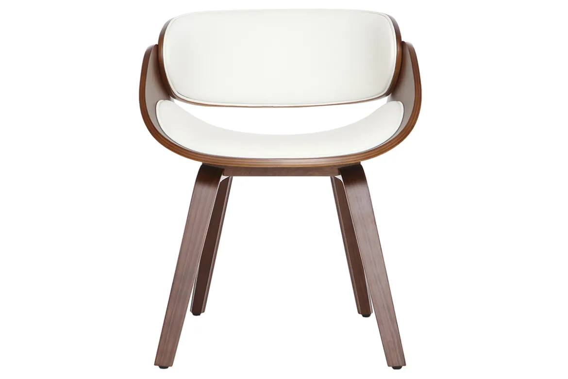 Chaise design blanc et bois foncé noyer BENT