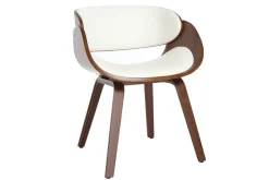 Chaise design blanc et bois foncé noyer BENT
