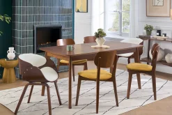 Chaise design blanc et bois foncé noyer BENT