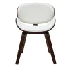 Chaise design blanche et bois foncé noyer WALNUT