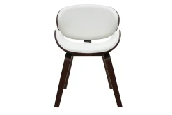 Chaise design blanche et bois foncé noyer WALNUT
