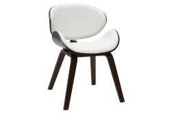 Chaise design blanche et bois foncé noyer WALNUT