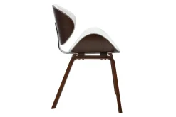 Chaise design blanche et bois foncé noyer WALNUT