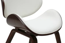 Chaise design blanche et bois foncé noyer WALNUT