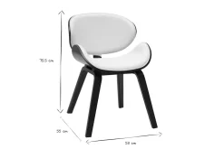 Chaise design blanche et bois foncé noyer WALNUT