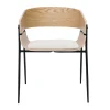Chaise design bois clair et tissu chenille beige WESS