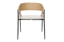 Chaise design bois clair et tissu chenille beige WESS