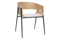 Chaise design bois clair et tissu chenille beige WESS