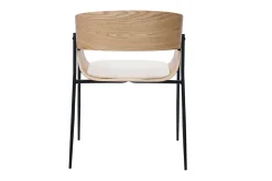 Chaise design bois clair et tissu chenille beige WESS