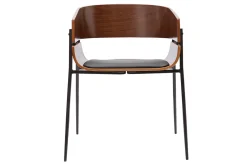 Chaise design bois foncé et métal noir WESS