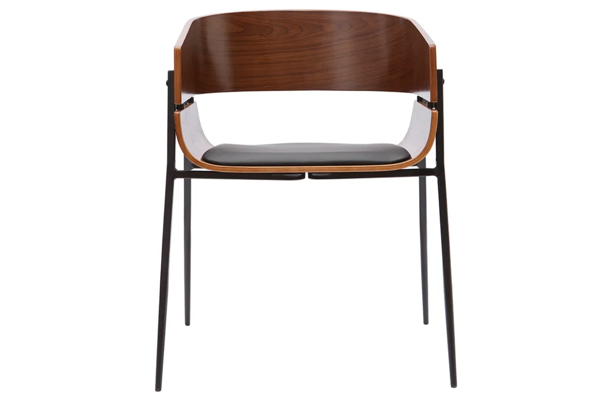 Chaise design bois foncé et métal noir WESS