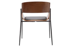Chaise design bois foncé et métal noir WESS