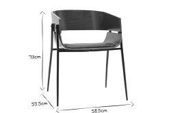 Chaise design bois foncé et métal noir WESS